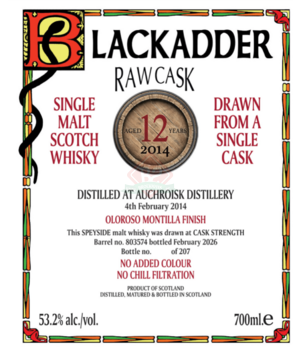 Auchroisk 2014 12y (Blackadder - Raw Cask)