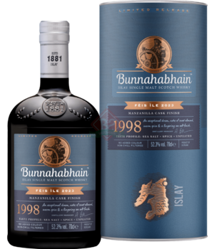 Bunnahabhain 1998 24y Manzanilla Finish Feis Ile 2003 Boîte Incl.