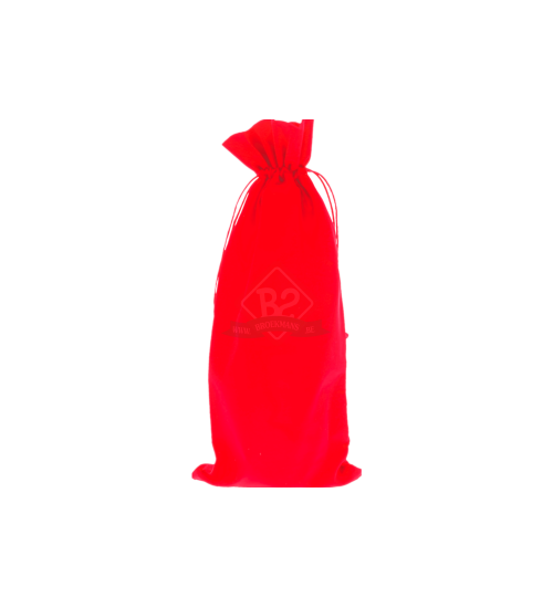 Fluweel Luxe Flessenzakje - Rood - 16x37cm