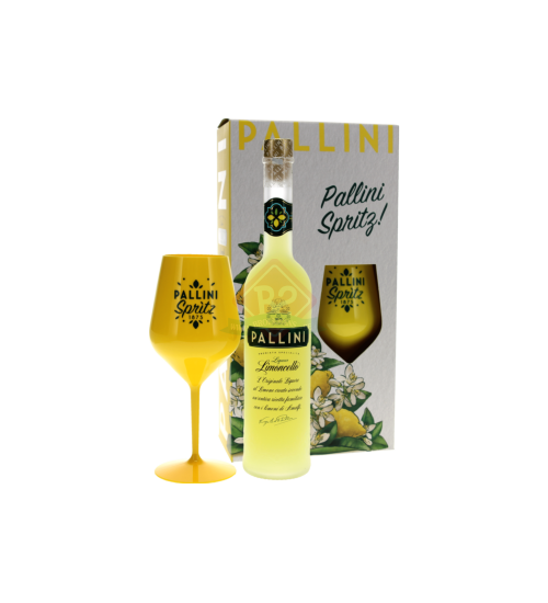 Pallini Limoncello 50cl + Yellow Spritz Glas Incl. Doos